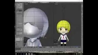 Низкополигональная модель персонажа чиби, часть 9 (волосы сзади) &mdash; Blender