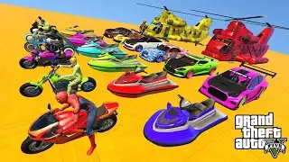 GTA V Crazy Race New Double Mega Ramps & Hills By Super Cars