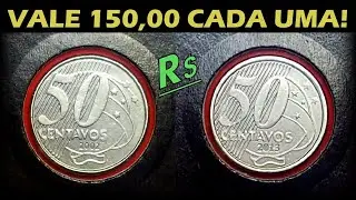 Moedas valiosas: 50 Centavos 2002 e 2013 valor normal e com defeitos de cunhagens