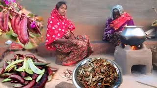 Dry Fish & Sim Vaji Recipe | Village Style Cooking & Eating by Handicap Couple