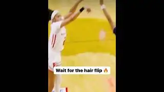 The hair flip is crazy. Made 3pointer yet still a lady college girls basketball lol