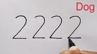 How to Draw Dog From Number 2222 | Easy Dog Drawing | Animals Drawing | Number Drawing / Dog Drawing