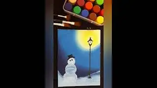 Snow man & lamp post painting | #MDS #snowman #lamppost #painting #stepbystep #chirstmas #special