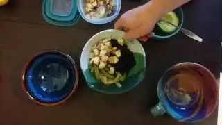 Making a burrito bowl