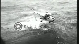 A Supermarine Scimitar aircraft falls into the Atlantic Ocean while landing aboar...HD Stock Footage