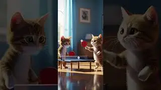 Cat vs Cat: Table Tennis Showdown##CatPingPong#TableTennisCats#PurrfectMatch#Meowlympi#cats#short