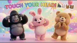 Touch Your Head! 🦍🐰🐻 | Fun Body Parts Song for Kids | 3D Animated Sing-Along   @JkLittleLearners ​