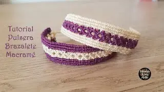 Cómo Hacer una Pulsera Brazalete de Hilo en Macramé con Rombos en Dos Colores Paso a Paso muy Fácil