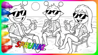 A Chill Beach Vacation with the Trio?! 🌴😎 | Sprunki Summer Story Painting 🎨✨#sprunki #art #drawing