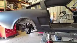 Detroit Speed mini-tubs & suspension install by MetalWorks Classics & Speed Shop in Ford 66 mustang.