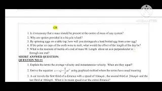 INTER FIRST YEAR PHYSICS || VERY IMPORTANT QUESTIONS