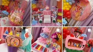 Decoração das princesas da Disney | Festa | Aniversário | 5 anos | Painel | Passo a passo | Mesas.