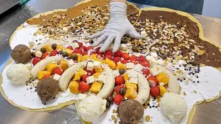 Самая большая в мире нутелла, свежие сливки, фруктовый креп - корейская уличная еда