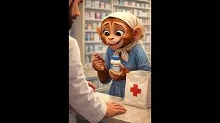 A dog is doing treatment a baby monkey #cartoon #dog #monkey #shorts #shortvideo
