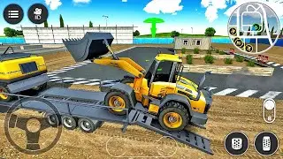 Long Trailer Truck Transporting Construction Vehicles - Android Gameplay #2
