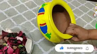Pot painting/Pot recycling/Turning Biryani handi into flower pot/Best out of waste/DIY project