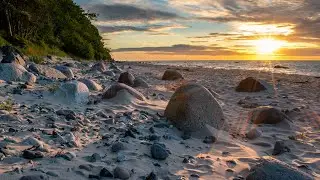 [HD] relaxing beach sunset Baltic Sea no music ambient HQ sound waves (40 min)