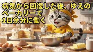 【 ai猫動画 】病み上がりの猫、ユエの初バイト