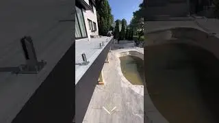 Raised Deck in Backyard Glass Railing Installation #construction #backyard #landscape #pool