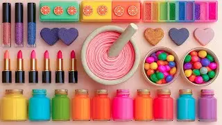 Relaxing Slime ASMR Video | DIY Making Glossy Pink Slime with Lipstick Makeup Cosmetic Set #60