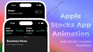 Apple Stocks UI Animation: Auto Scroll & Looping ScrollView Using SwiftUI - Xcode 26