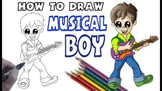 How to Draw Cute Musical Boy Easy