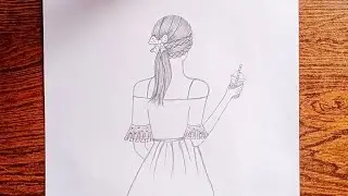 how to draw a Girl with summer drink and Stylish Hairstyle step by step __ Pencil sketch