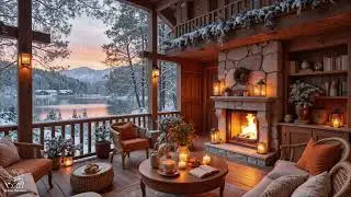 Cozy Winter Coffee Shop ❄️ Soft Piano Music & Fireplace Ambience for Study, Relax & Focus