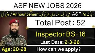 ASF Inspector Jobs 2026 | ASF Jobs 2026 | FPSC Jobs 2026 | Federal Public Service Commission Jobs