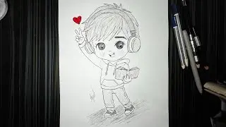 Easy Cute Boy Drawing with Headphones  | Step by Step Pencil Sketch | Ayub art
