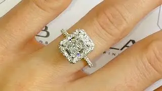2 carat Elongated Radiant Cut Diamond Halo Engagement Ring