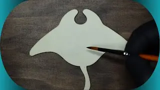 Sunset Manta Ray Wood Art | Painting w/ Water Color & Acrylic Markers