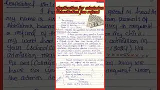 Application for admission cancellation fees refund in English | admission cancellation application