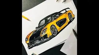 MAZDA RX 7 WITH VEILSIDE BODYKIT TIME LAPSE DRAWING🔥🔥