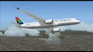 AIRBUS A350 941XWB SOUTH AFRICAN AIRLINES TAKE OFF FROM GUARULHOS INTL AIRPORT FS9 HD
