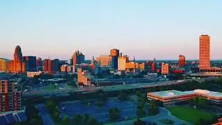 Buffalo New York at sunset in the Summer