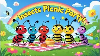 Insects for Kids 🐝🐞🦋 | Fun Learning Story | 12 Insects Picnic Party | education video for kids