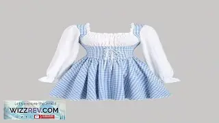 Sweetra Blue & White Plaid Print Long Sleeve Belted Mini Dress