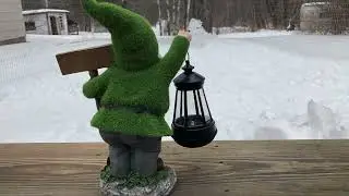 #shorts VP Home Welcome Flocked Gnome with Lantern Solar Powered LED Outdoor Decor Garden.mov
