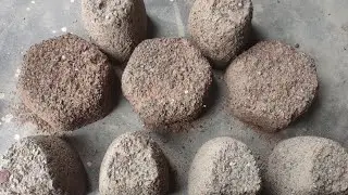 pure concrete+stones red+white  asmr dry+wet texture dry crumbling on floor gritty  Pile play