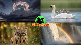 Stunning Waterfall, Swan & Tiger Cubs Images & Videos, Nature Lofi by OHOphoto AI power set EP1