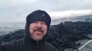 Rain reveals how hot the new lava still is. Intense steam covered the lavafield next to Blue Lagoon.