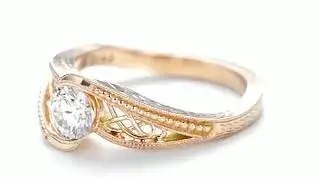 Custom Rose Gold Hand Engraved Solitaire Diamond Engagement Ring