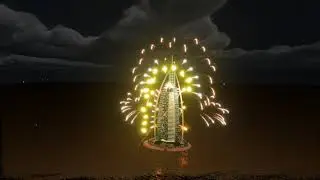 Fwsim burj al arab fireworks show 🎆 (Clocks)