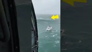 Terrifying moment Rogue wave capsizes boat during a rescue mission