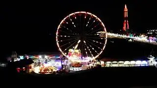 Blackpool Central Pier, Big Wheel and Funfair at night - DJI Phantom, GoPro Hero3