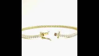 14 Carat Yellow Gold Round Lab Diamond Tennis Bracelet