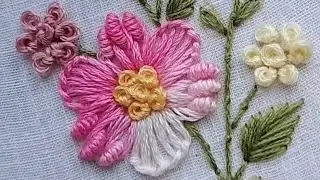 Amazing flower hand embroidery tutorial @bullion knot stitch @ring knot stitch 🪡🪡