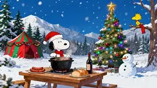 Snoopy’s Merry Christmas Night 🎅 Warm Food & Snowfall 🔥 Chill Lofi for Deep Relax