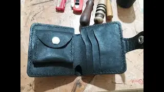 Black Leather wallet with coin pocket